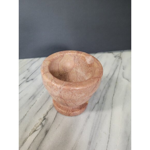 Vintage Brown Swirl Marble Morta 3” Grind Mix Herb Kitchen Tool Pot Planter - Picture 3 of 7